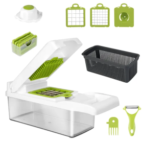 12 In 1 Vegetable Chopper With Container Kitchen Food Slicer Dicer Grater