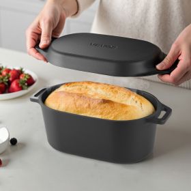Enameled Cast Iron Dutch Oven Heavy-Duty Cookware With Lid Handles 3.5 Qt Black