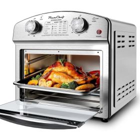 Stainless Steel 12-Liter Air Fryer, Dual Knob Control, 450Â°F Temperature Range, 60-Min Timer, Presets For French Fries, Pizza, Chicken, Fish, And Toa