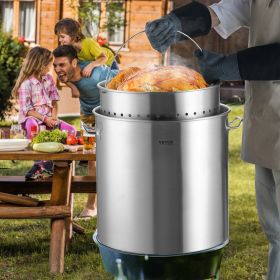 100QT Stainless Steel Stockpot Cooking Kitchen Sauce Pot With Basket Lid Handle