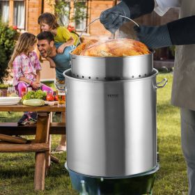 84QT Stainless Steel Stockpot Cooking Kitchen Sauce Pot With Basket Lid Handle