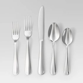 20-Piece Teagan Flatware Set, Silver Stainless Steel Utensils, Service For 4
