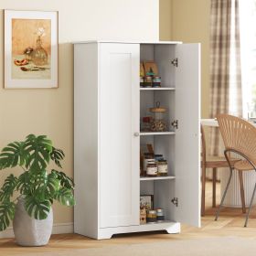 Kitchen Pantry Storage Cabinet, Freestanding Kitchen Cupboard with 2 Doors, Adjustable Shelves for Living Room