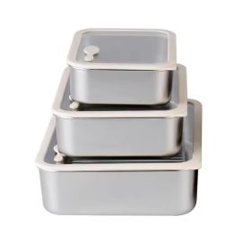 PUCOHOUSE Stainless Steel Food-Grade Storage Containers, Square Freezer And Refrigerator Organizers, Office Lunch Boxes