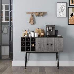 Coffee Bar Cabinet 9-Bottle Wine Rack and Adjustable Shelf