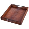 Wood Serving Tray, Acacia Wooden Tray Board with Handles, Decorative Rustic Serving Trays Platter, Ideal for Breakfast in Bed, Lunch, Kitchen, Living