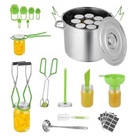Canning Supplies Starter Kit, 11 Pieces Stainless Steel Water Bath Canning Kit for Beginners, Canning Tools Set: Pot, Rack, Lid, Ladle, Funnel, Tongs,