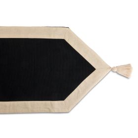 Handmade Table Runner, Black with Gold Border, 14 x 72"
