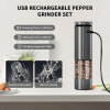 06808603 Salt & Pepper Grinder Set | 95ml Capacity | Rust-Resistant Ceramic Core | Multi-Function Grinder | SUS304 Stainless Steel | LED Lighting | Ty