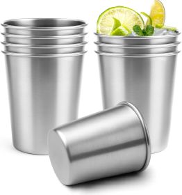 8 Pack 8oz Stainless Steel Cups, Stainless Steel Stacking Beer Pint Cups, Stainless Steel Water Tumbler for Home, Party, Camping, Outdoor, Stackable D