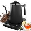 Electric Gooseneck Kettle, 0.9L. Black Auto Shut-off Electric Kettle with Temperature Control. 1200W Rapid Heating Coffee Kettle. 100% Stainless Steel