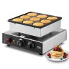 Dutch Pancake Maker, 9PCS 76mm Diameter Dorayaki Baker Machine, 850W Commercial Electric Poffertjes Grill, Non-stick Stainless Steel