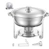 Chafing Dish Buffet Set, 5 Qt 2 Pack, Stainless Steel Chafer with 2 Full Size Pans, Round Catering Warmer Server with Lid Water Pan Folding Stand Clip