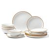 Dinnerware Set, Service for 4 (12 PCS), Round Plates and Bowls Sets, Scratch Resistant Ceramic Dinner Ware