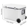 Portable Cooler, 45 QT Wheeled Cooler with Ice Retention, Heavy-Duty Handles and Cup Holder, Lightweight Rigid Material Insulated Portable Cooler, Sui