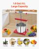1.6 Gal/6L Fruit Wine Press, 2 Stainless Steel Barrels, Manual Juice Maker