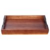 Wood Serving Tray, Acacia Wooden Tray Board with Handles, Decorative Rustic Serving Trays Platter, Ideal for Breakfast in Bed, Lunch, Kitchen, Living
