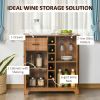 Vintage Wine Cabinet, Brown, with 6-Bottle Holder & Glassware Storage