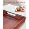 Wood Serving Tray, Acacia Wooden Tray Board with Handles, Decorative Rustic Serving Trays Platter, Ideal for Breakfast in Bed, Lunch, Kitchen, Living