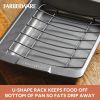 Bakeware 14.75 x 10.75 Inch Nonstick Roaster with U-Rack, Dishwasher Safe and Oven Safe to 450°F, Gray