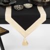 Handmade Table Runner, Black with Gold Border, 14 x 72"