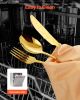 VEVOR 100-Piece Gold Silverware Set, Food-Grade Stainless Steel Flatware Utensils for 20, Mirror Finished Cutlery Set, Dishwasher Safe Eating Tablewar