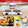 2000W Electric Infrared Dual Burner Portable Heating Hot Plate Stove Countertop RV Hotplate with 7.5' & 6.3' Glass Cooktop Stepless Temperature Adjust