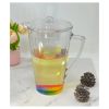 2.5 Quarts Water Pitcher with Lid, Rainbow Design Unbreakable Plastic Pitcher, Drink Pitcher, Juice Pitcher with Spout BPA Free