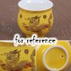 2 Pcs 3.4 oz Chinese Porcelain Teacup Yellow Dragon Kongfu Tea Cups Mini Wine Cup