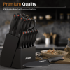 14-Piece Kitchen Knife Set with Built-In Sharpener, German Stainless Steel Blades, Rust-Resistant & Dishwasher Safe, Black