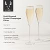 Crystal Gold-Rimmed Champagne Flutes Viski