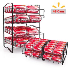 4-Tier Soda Can Organizer Rack - Set Of 2 Stackable Beverage Dispenser For Refrigerator - Holds 48 Cans