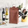 Brown Faux Leather Double-Bottle Wine Tote by ViskiÂ®