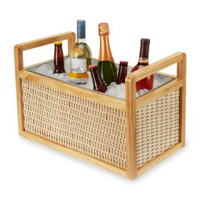 Rattan & Wood Beverage Tub by Twine Livingâ„¢
