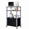 Modern 3-Shelf Kitchen Bakerâ€™s Rack Cart on Wheels in Black Wood Finish