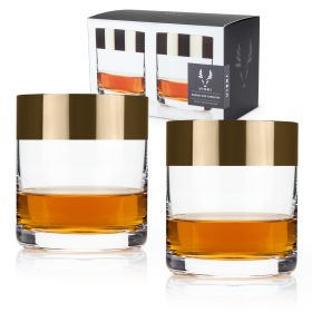 Irving Crystal Bronze-Rim Rocks Glasses ViskiÂ®