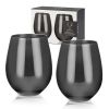 Warren Gunmetal Stemless Wine Glasses ViskiÂ® (Set of 2)