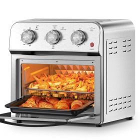 Family Size Air Fryer Toaster Oven Combo, 13QT, Hot Air Circulation For Healthy Oil-Free Cooking, Multifunctional (Color: Silver)