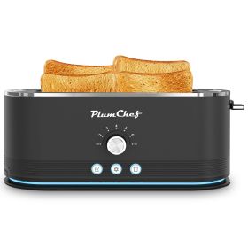 4-Slice Toaster, 7 Settings, Defrost, Reheat, Removable Crumb Tray, Full Body Stainless Steel Housing (Color: Black)