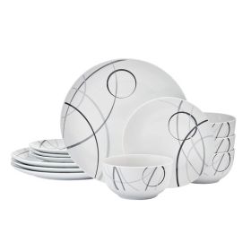 Studio Nova 12-Piece Porcelain Dinnerware Set (Color: Circles)