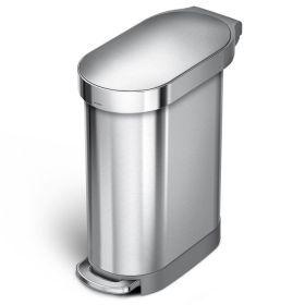 12-Gallon Narrow Kitchen Trash Can with Easy Step-on Lid (Color: Stainless Steel)