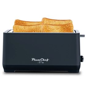 4-Slice Toaster, Extra Wide Long Slot Toaster, 6 Browning Settings, Bagel/Defrost/Reheat Functions, Removable Crumb Tray, Stainless Steel Housing (Color: Black)