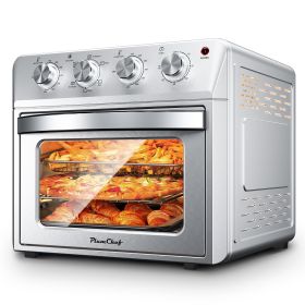 27.5QT 6-in-1 Air Fryer Toaster Oven, 6-Slice, Countertop Convection Oven, Air Frying, Baking, Roasting, Broiling & Grilling, 1600W (Color: Silver)