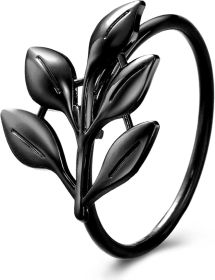 Leaf Napkin Rings (Option: 6 Piece, Color: Gunmetal)