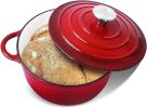 4.5 QT Cast Iron Dutch Oven, Enamel Coated Cookware Pot with Basting Lid