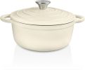 4.5 QT Cast Iron Dutch Oven, Enamel Coated Cookware Pot with Self Basting Lid
