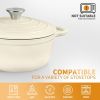 4.5 QT Cast Iron Dutch Oven, Enamel Coated Cookware Pot with Self Basting Lid
