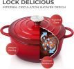4.5 QT Cast Iron Dutch Oven, Enamel Coated Cookware Pot with Basting Lid