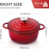 4.5 QT Cast Iron Dutch Oven, Enamel Coated Cookware Pot with Basting Lid