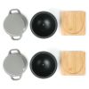 HAWOK Enameled Cast Iron Garlic Roaster with Bamboo Tray, 5-Inch, BBQ Grill Garlic Baker, Mini Cocotte